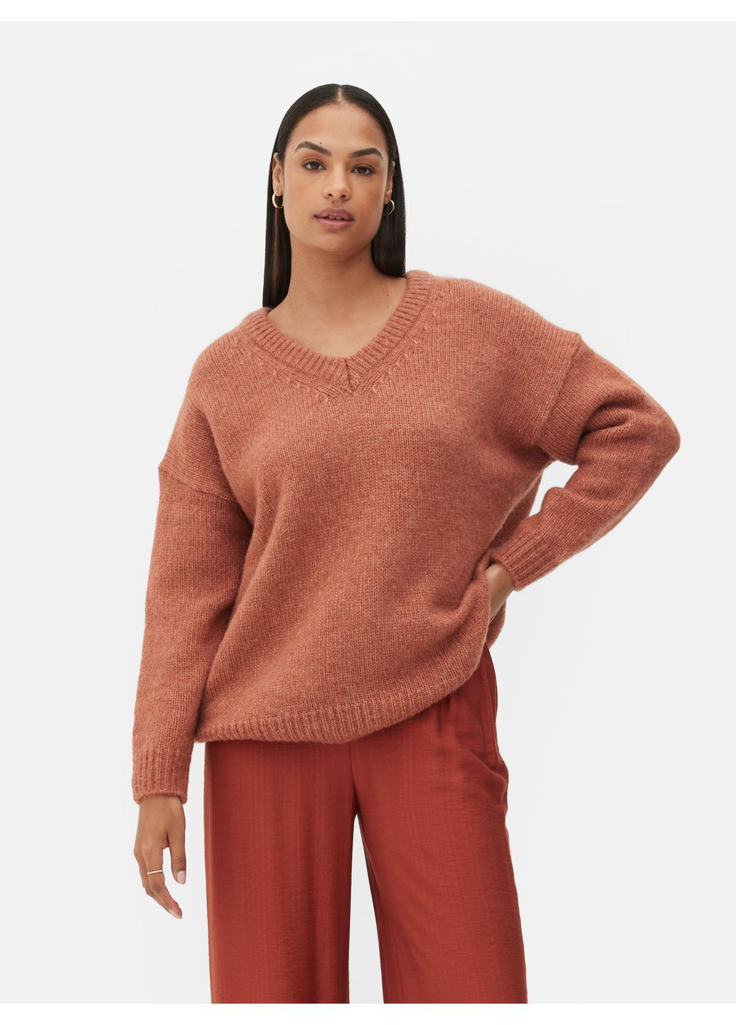 Теракотовий пуловер зима,теракотовий, Primark