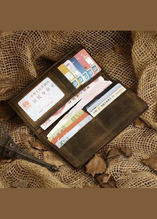 Гаманець чоловічий із вінтажної шкіри з відділенням для монет та карт коричневий (sku_14228) No Brand (327819705)