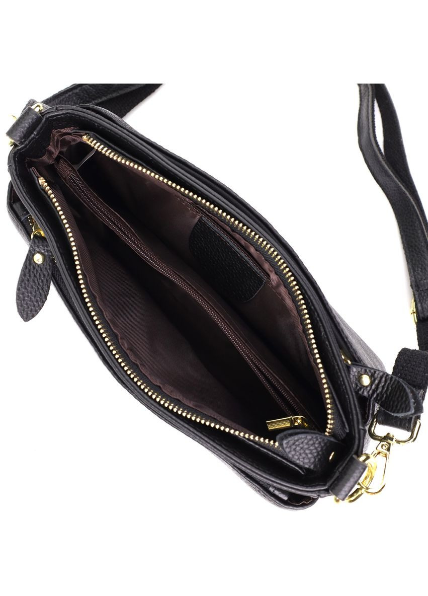 Сумка кросс-боди через плечо женская из натуральной кожи средняя Черный 38340 Vintage (355245176)