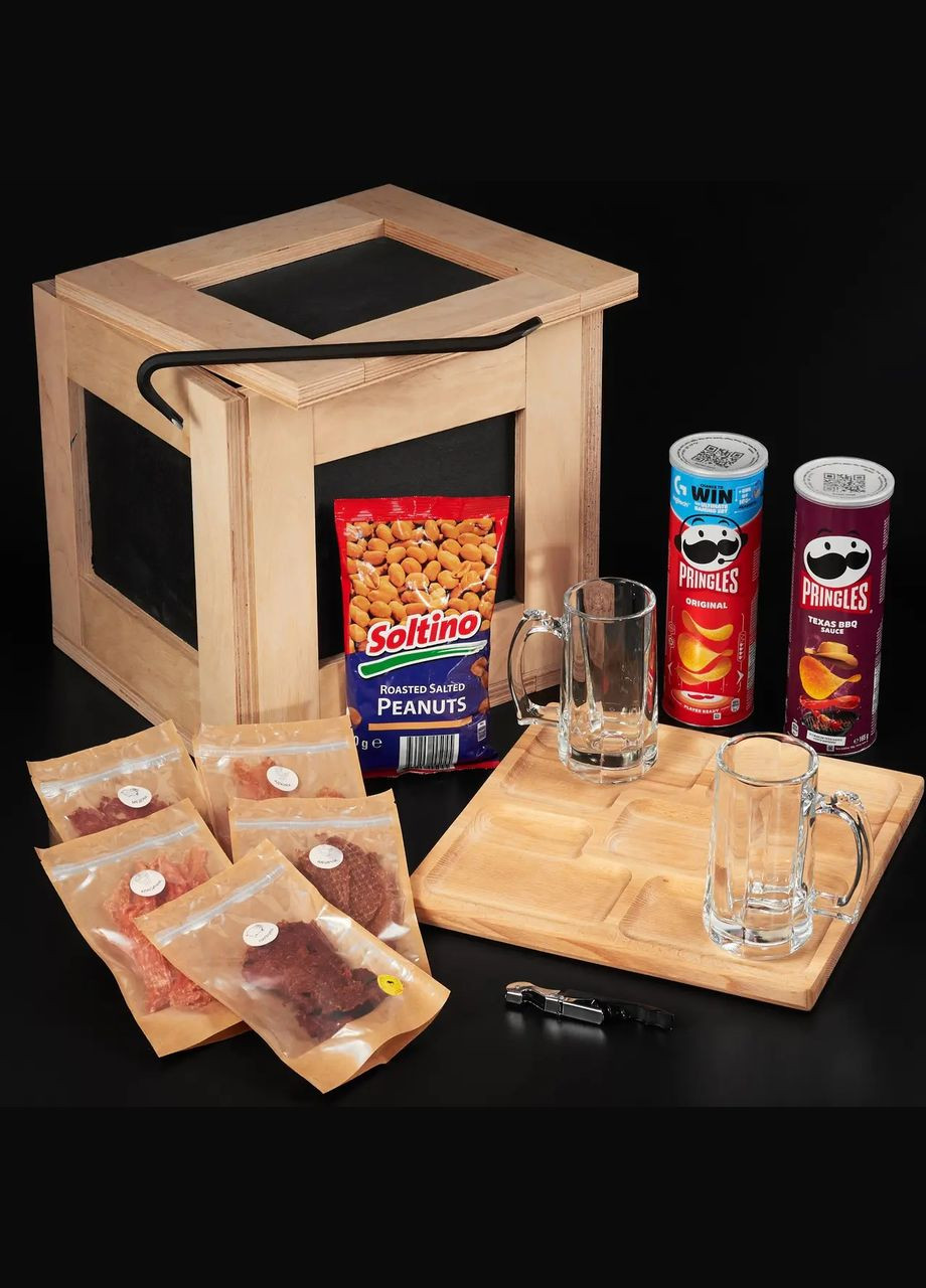 Подарочный набор для любителей пива в деревянном ящике с ломом "Пивной" Handmade B06 (345646852)