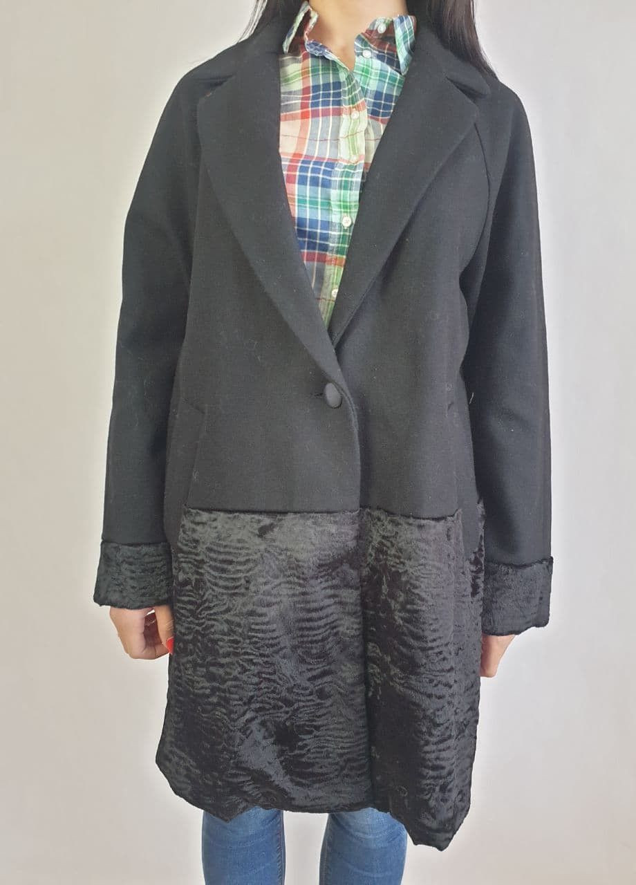 Черное демисезонное Пальто UHNH6 Черный Naf Naf