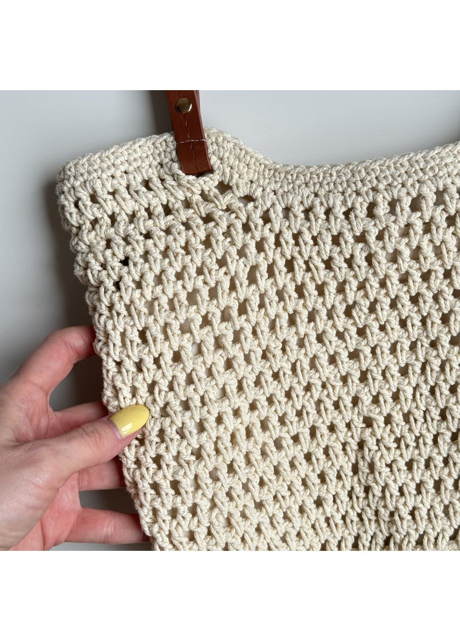 Пляжная сумка вязаная бежевая - легкая, вместительная и стильная для летнего отдыха B&S (368827055)