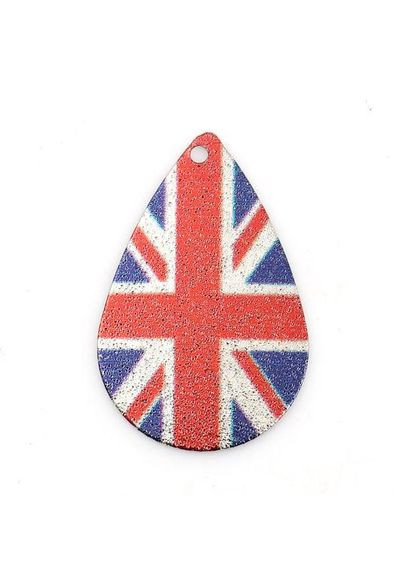 Підвіска Кулон водяна крапля британський прапор Сталистий 28 мм x 18 мм Finding (316248407)