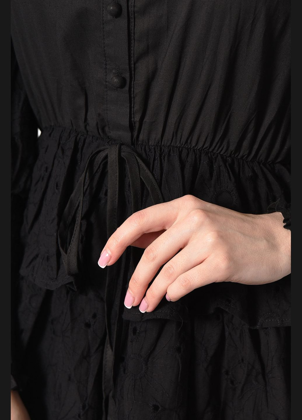 Черное кэжуал платье женское черного цвета а-силуэт Let's Shop однотонное