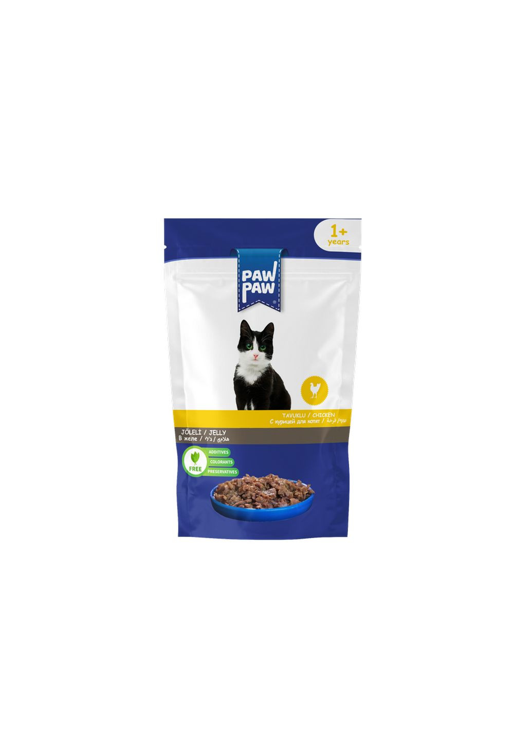 Вологий корм Pawpaw для дорослих котів КУРКА в желе пауч 85г. Hermos (341679697)