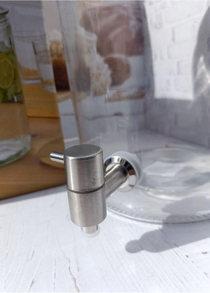 Лимонадник 9038-6 стеклянный с бамбуковой крышкой 5 л Прозрачный SNT (349443294)