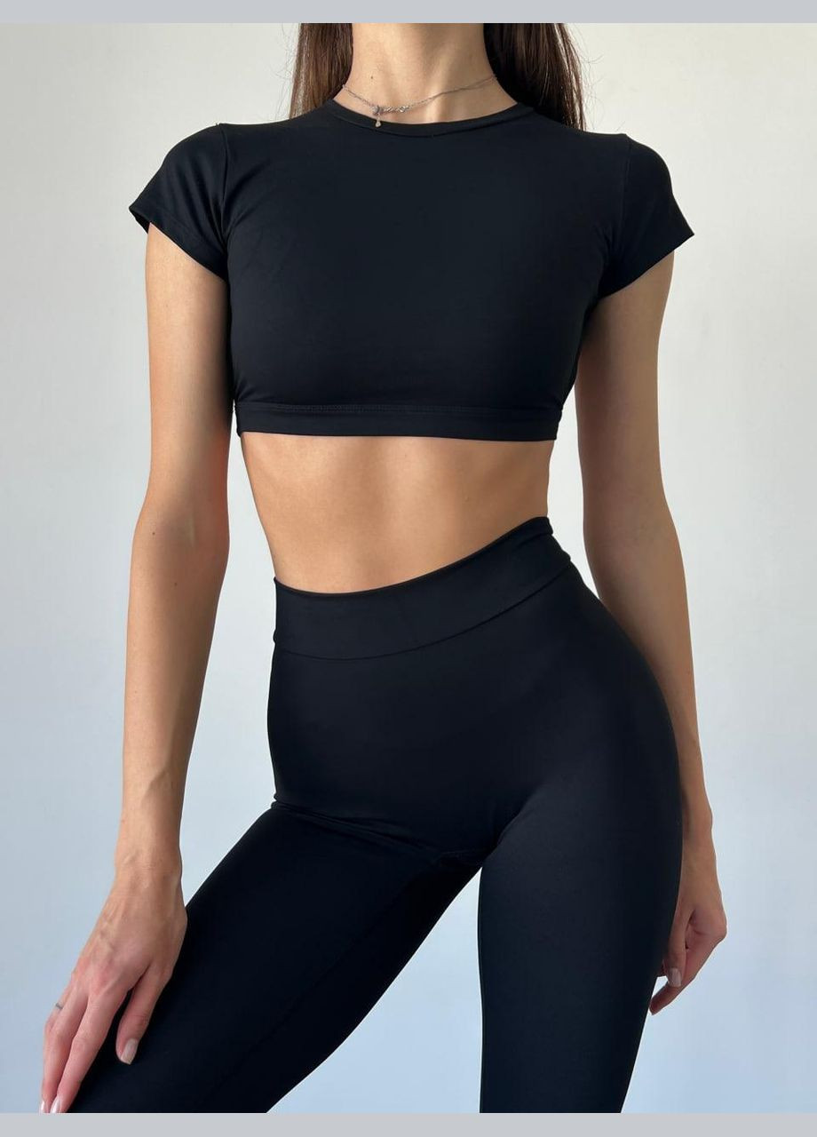 Спортивный костюм «Brazilian» (топ-футболка с чашками и леггинсы с пуш-ап эффектом), черного цвета, размер S Trends (330757702)