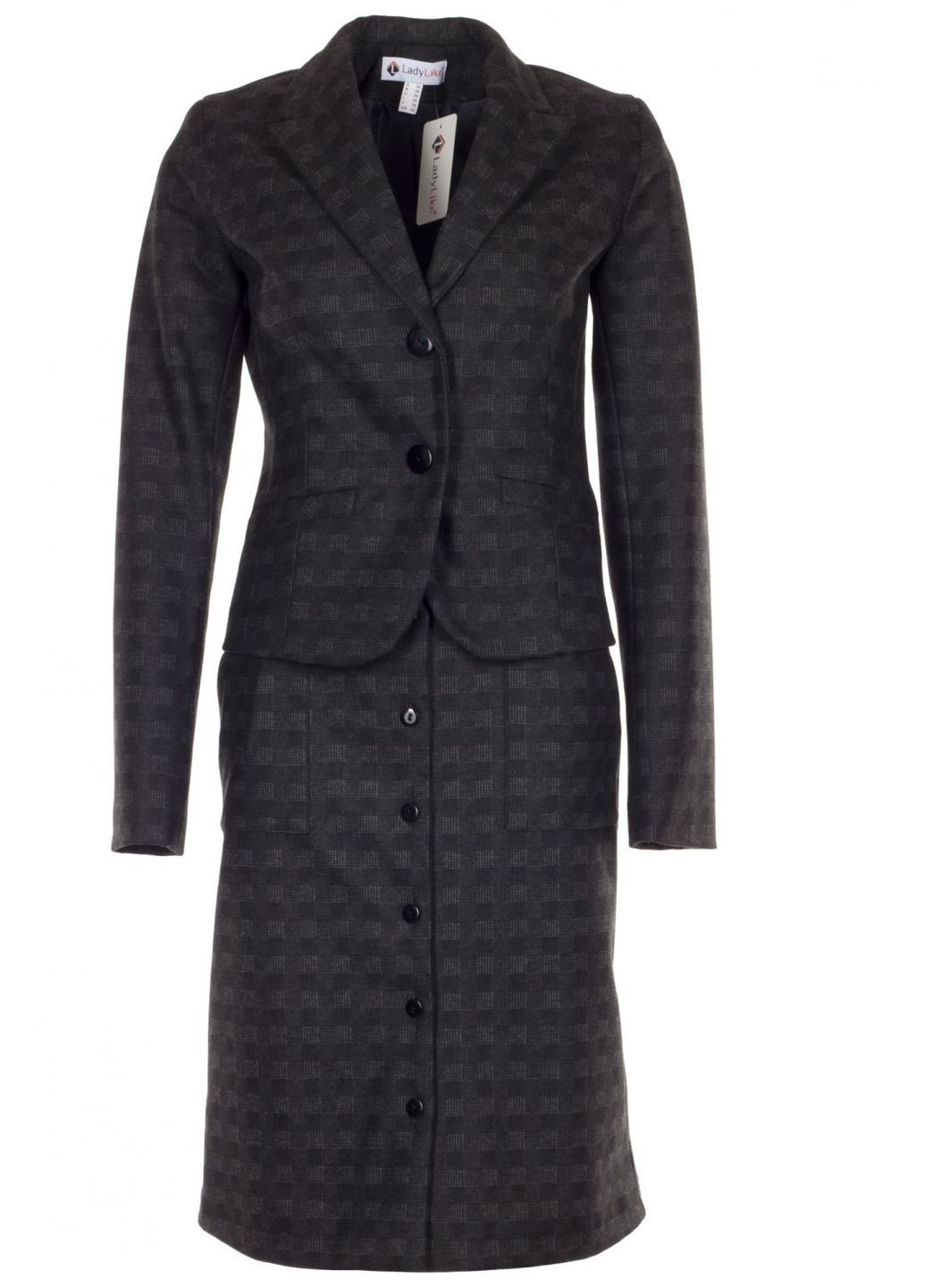 Темно-серая женская юбка в клетку с карманами и приталенным кроем (ll173464491) LadyLike