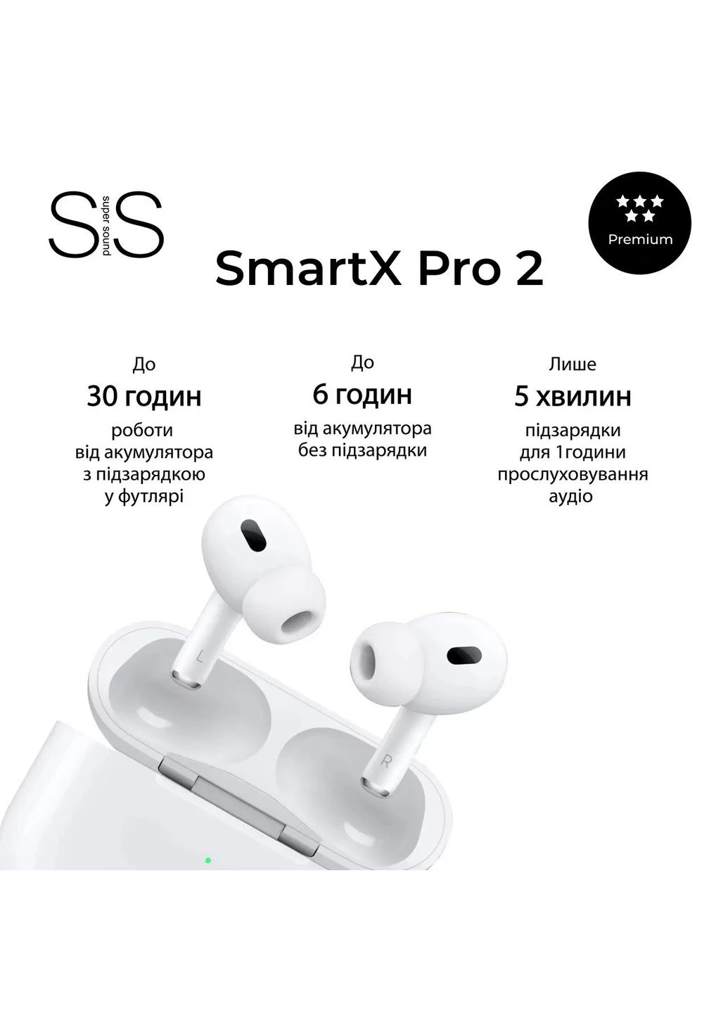 Навушники бездротові TWS Pro 2 Premium Bluetooth навушники з мікрофоном SAP2P Smartx (397884972)