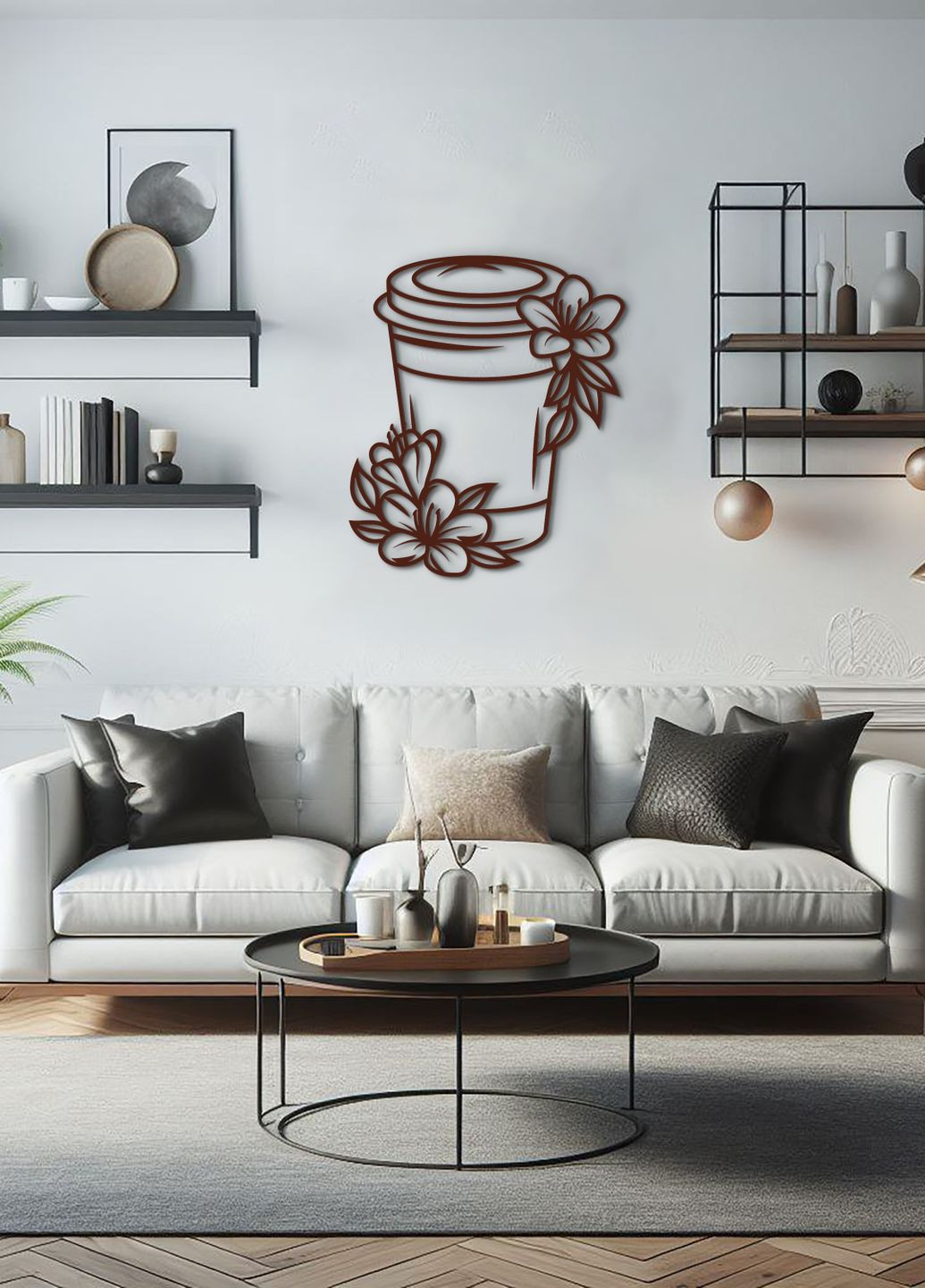 Декоративное панно из дерева, интерьерная картина на стену "Кофе с собой", оригинальный подарок 70х85 см Woodyard (291882414)