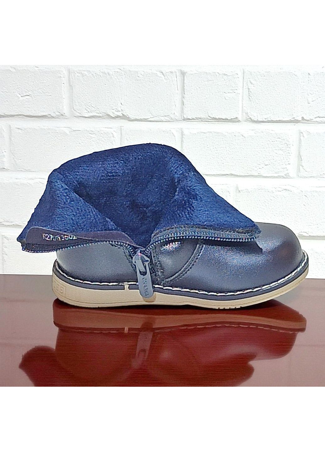 Синие повседневные осенние демисезонные утепленные ортопедические ботинки для девочки на флисе казка L&D