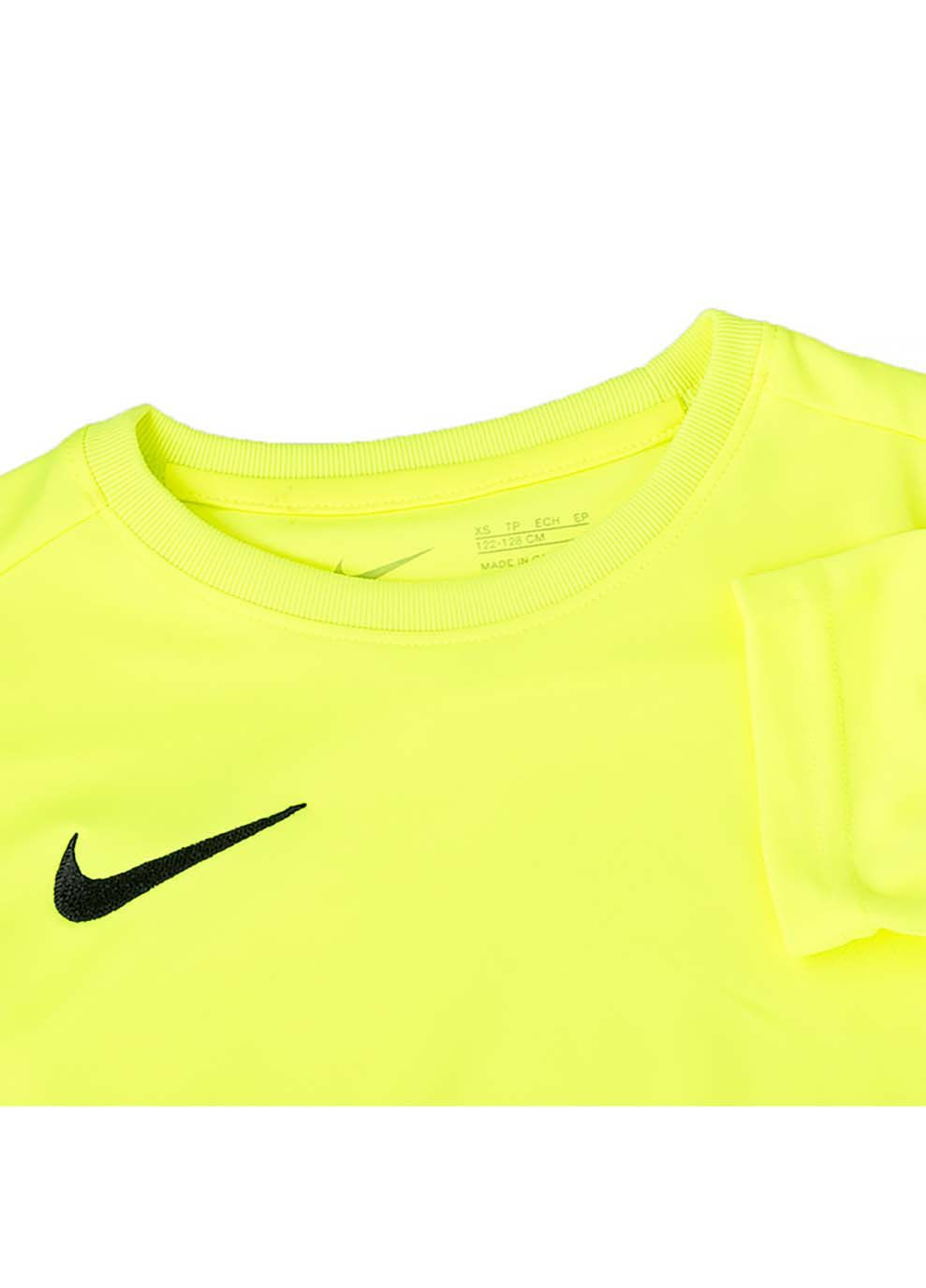 Серая демисезонная детская футболка y nk df park vii jsy ss салатовый Nike