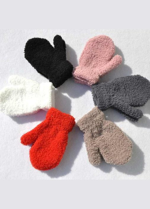 Варежки детские теплые плюшевые Тедди 1 до 4 лет сорный цвет осенние No Brand Kids Teddy Plush (313240935)