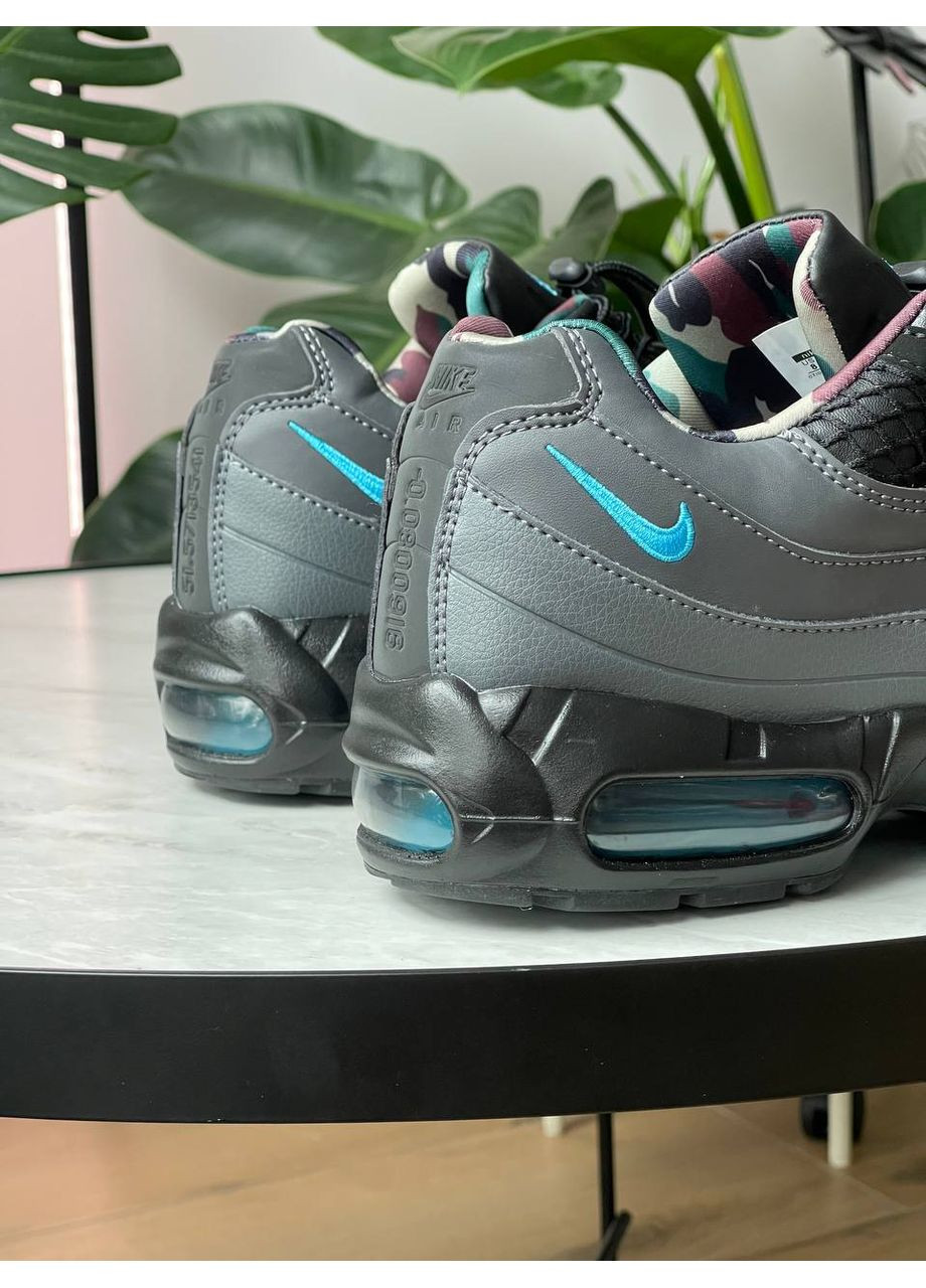 Темно-серые всесезонные кроссовки мужские nike air max 95 sp corteiz aegean storm gray black | найк аир макс 95 сп серые черные No Brand