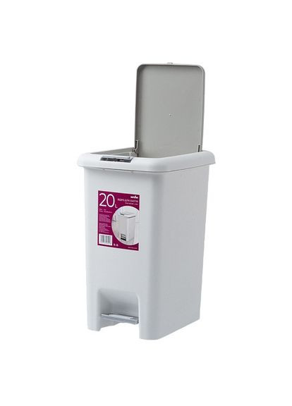 Відро для сміття MVM з кришкою і педаллю BIN-01 20 л Сіре (BIN-01 20L GRAY) МВМ (365280683)
