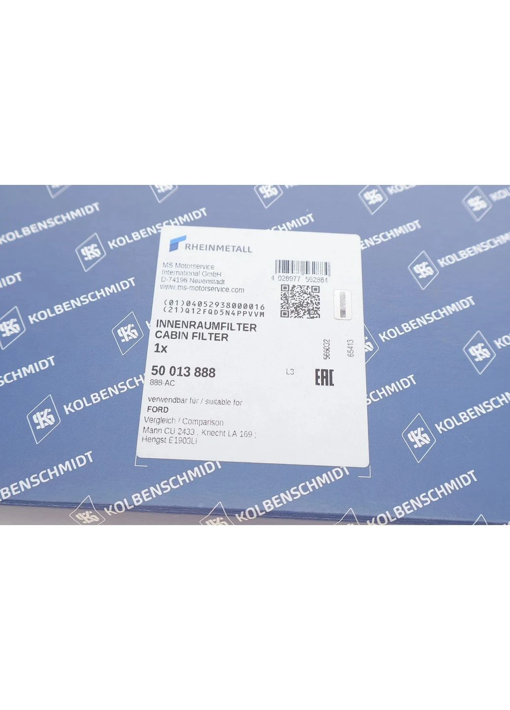 Фильтр салона Ford Fiesta 01-10/Fusion 02-12 50013888 (opt-om) Kolbenschmidt (366193722)