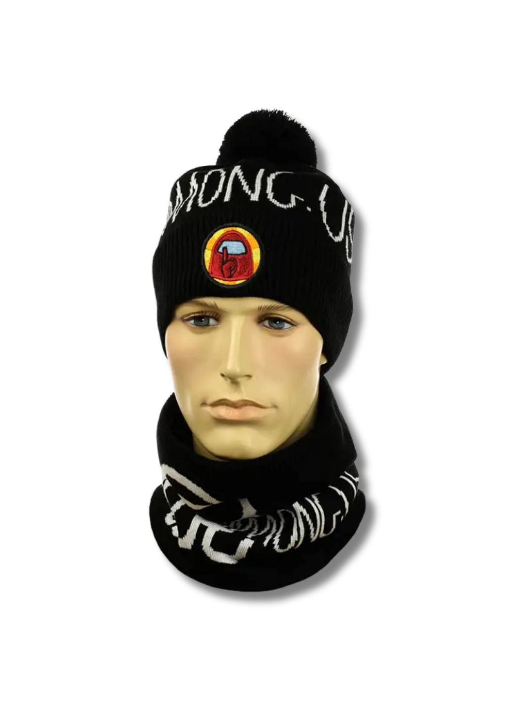 Детский зимний комплект шапка с помпоном + снуд Амонг Ас / Among Us No Brand Дитячій зимовий комплект (350197245)