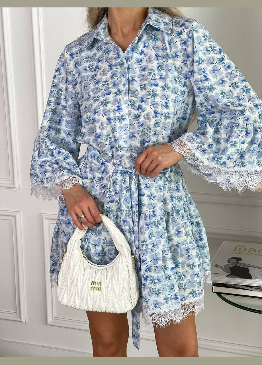 Светло-голубое платье Garna с цветочным принтом