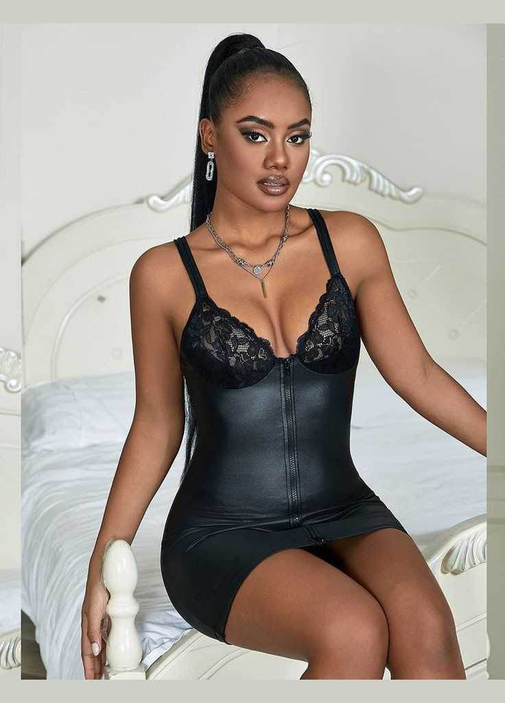 Чорний демісезонний міні-сукня з мереживним бюстом star night на блискавці спереду, чорна, s (без коробки) No Brand