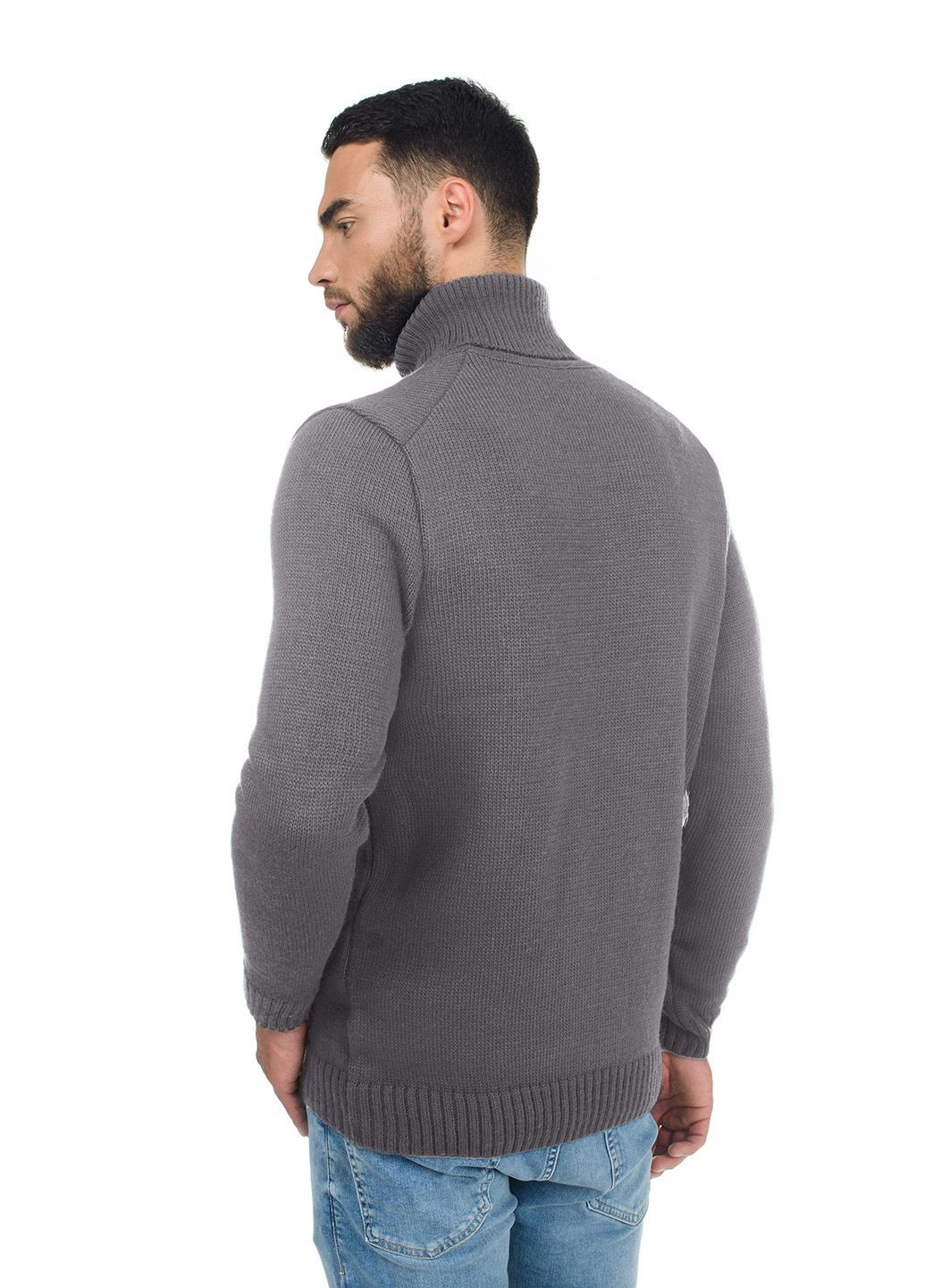 Сірий теплий чоловічий гольф з косим плечовим швом SVTR