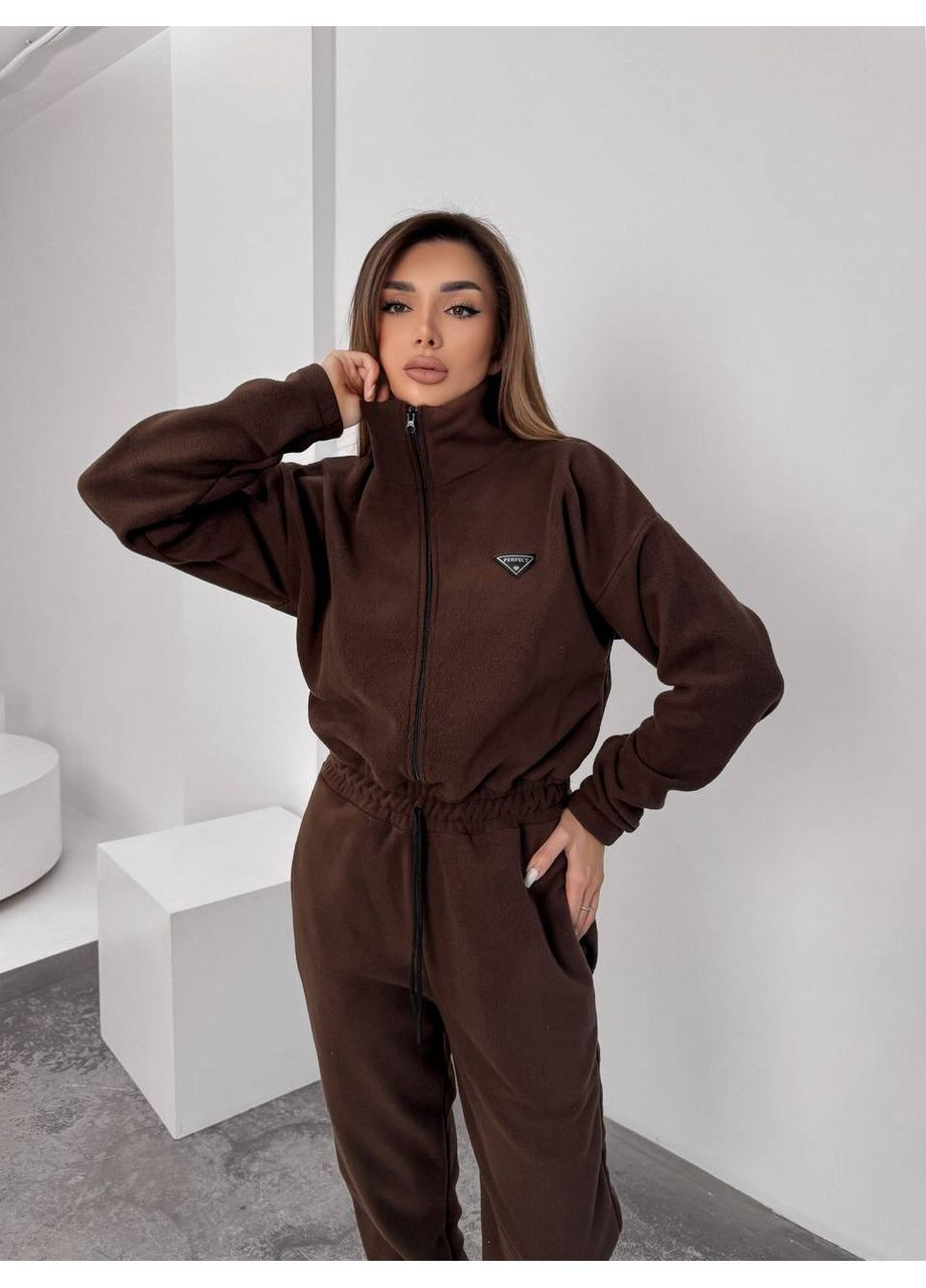 Теплый комбинезон из флиса No Brand комбинезон-брюки коричневый повседневный флис