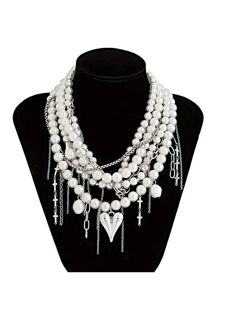 Колье Ожерелье Чокер многослойный жемчужинки (имитация) No Brand (366668030)