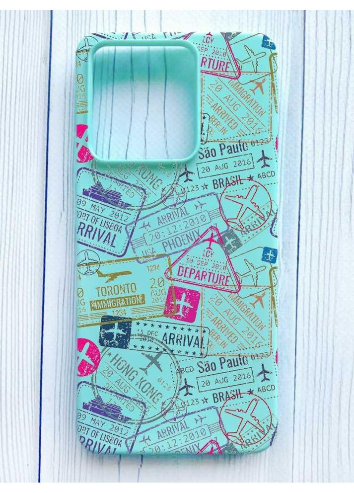 Матовий бірюзовий чохол на Xiaomi Redmi Note 13 Pro 5G Подорожі. Штампи (принт 316) Creative (355401282)