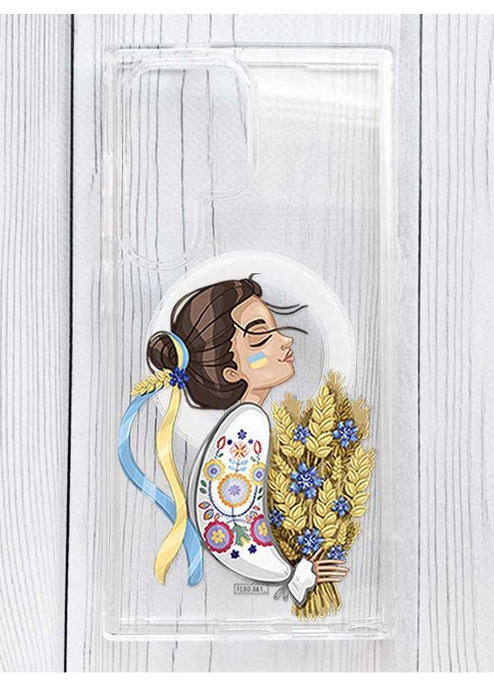 Магнітний чохол на Samsung Galaxy S24 Ultra із підтримкою MagSafe Українка з колосками (принт 172) Silicone Case (356129205)