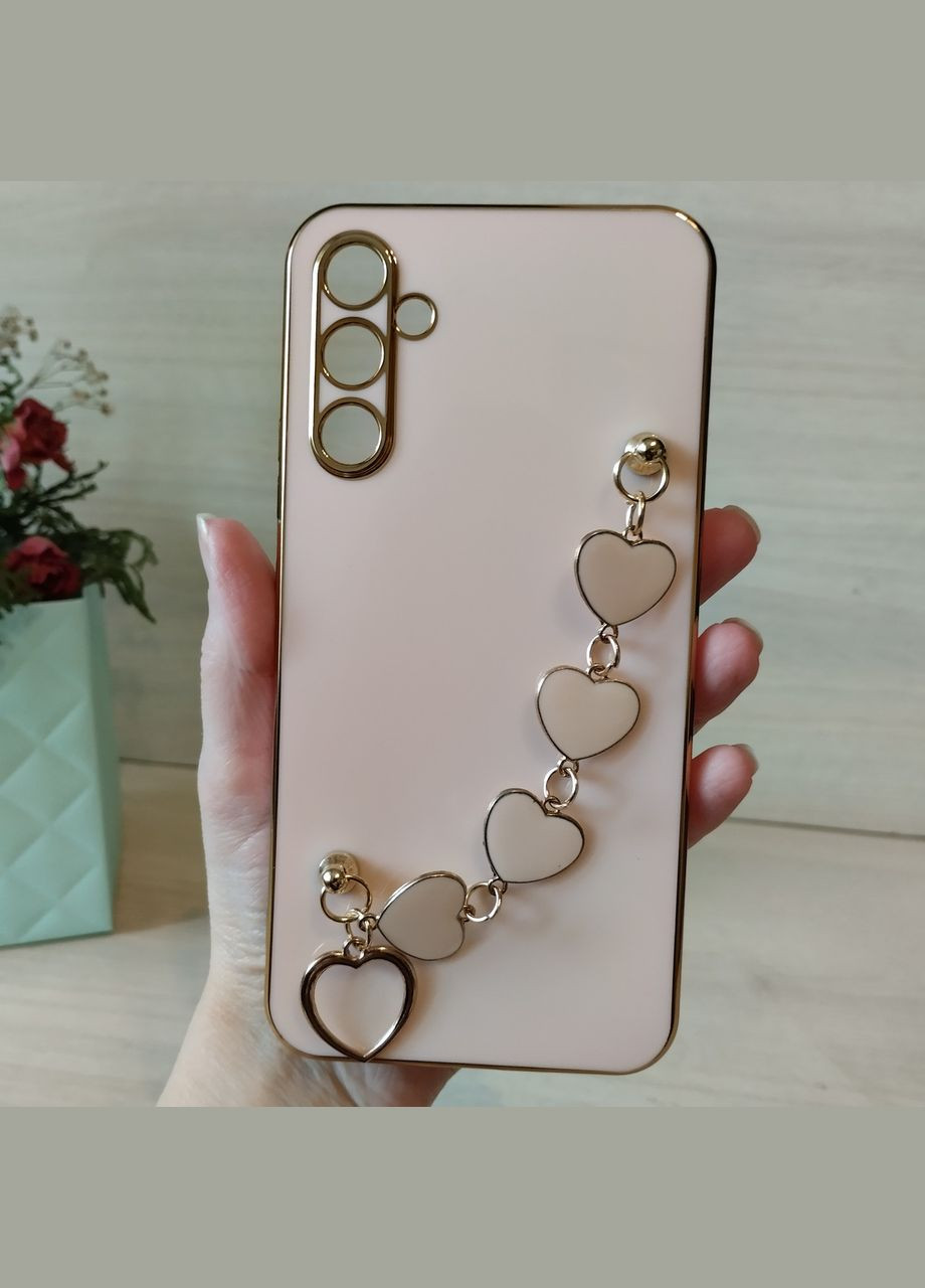 Чохол для samsung a34 жіночий силіконовий із золотистою рамкою Luxury (чорний) No Brand (296914458)