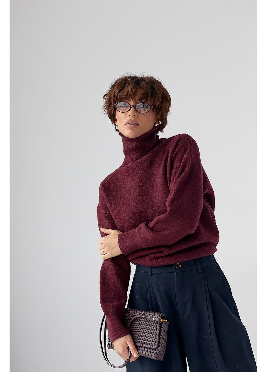 В'язаний однотонний гольф вільного фасону Lurex (370395955)