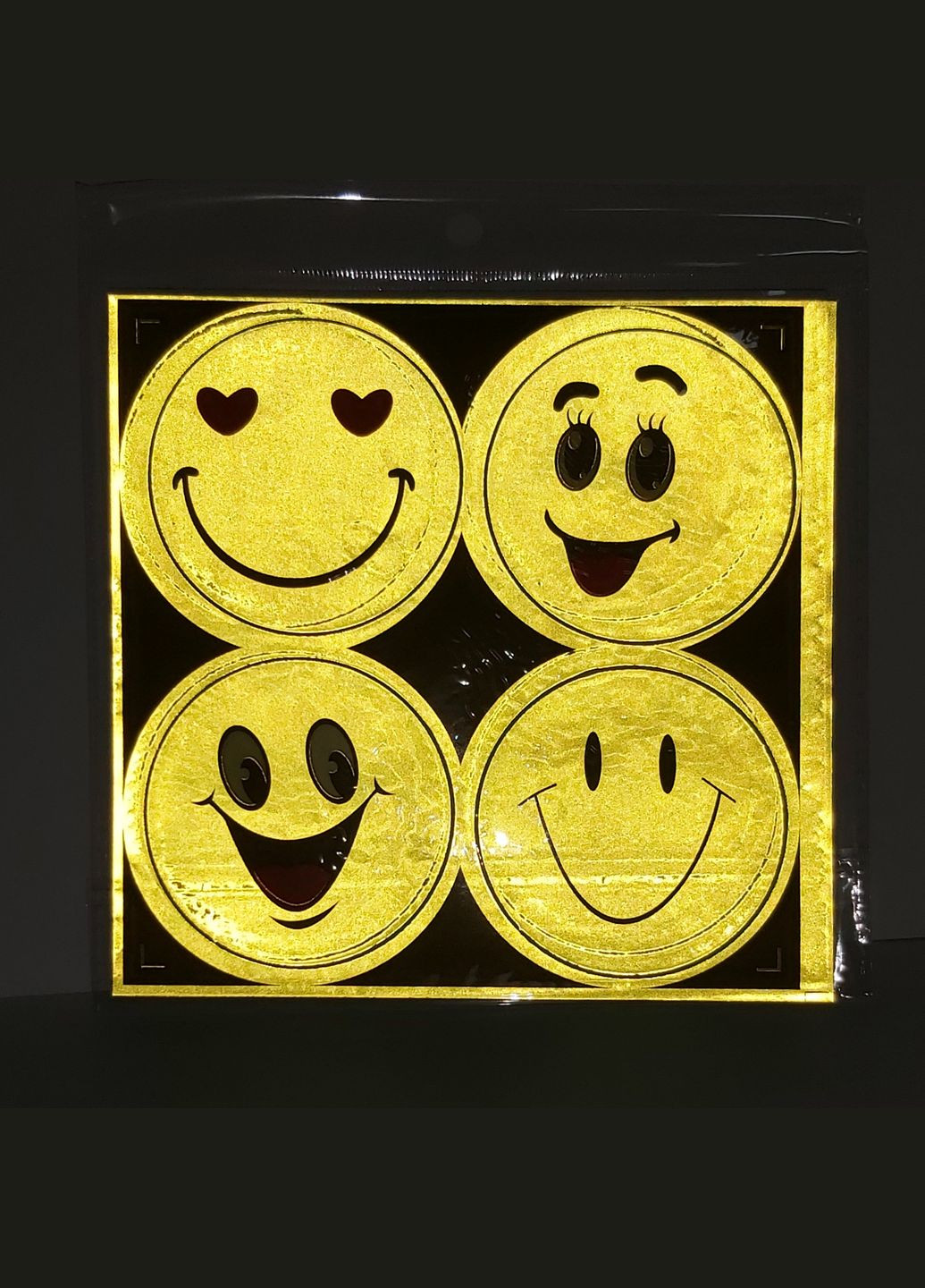 Наклейки детские светоотражающие фликеры Смайлики 6,5см 4шт 439633 Вид 2 No Brand (292849057)