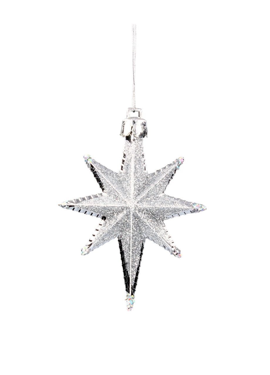 Прикраса-підвіска пластикова "Зірки" 9 см, комплект 4 шт, сріблясті Chomik (369765143)