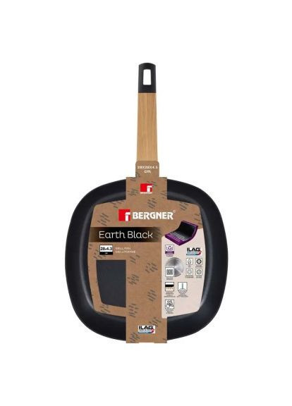 Сковорода (BG-34625-BK) Bergner Гриль Earth Black 28 см (369878294)
