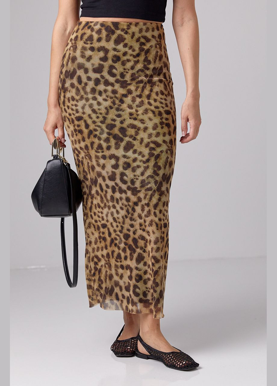 Довга спідниця леопардова з сітки Lurex (295185298)