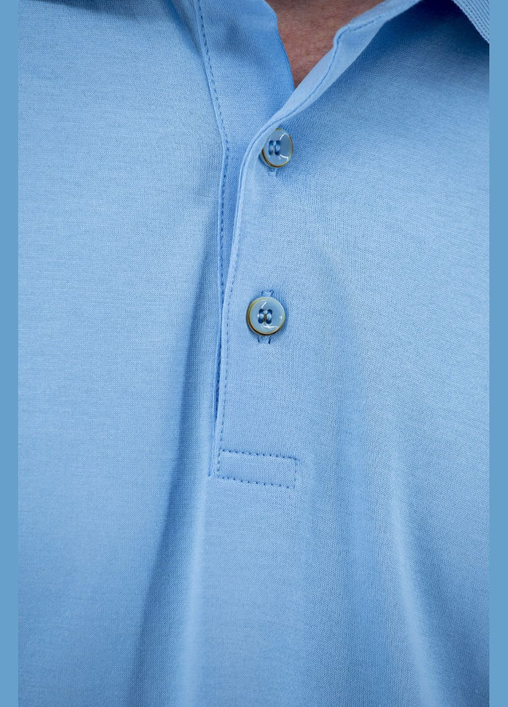 Блакитна чоловіча літня поло-футболка casual з ґудзиками, однотонна (, ), 43542 Buke