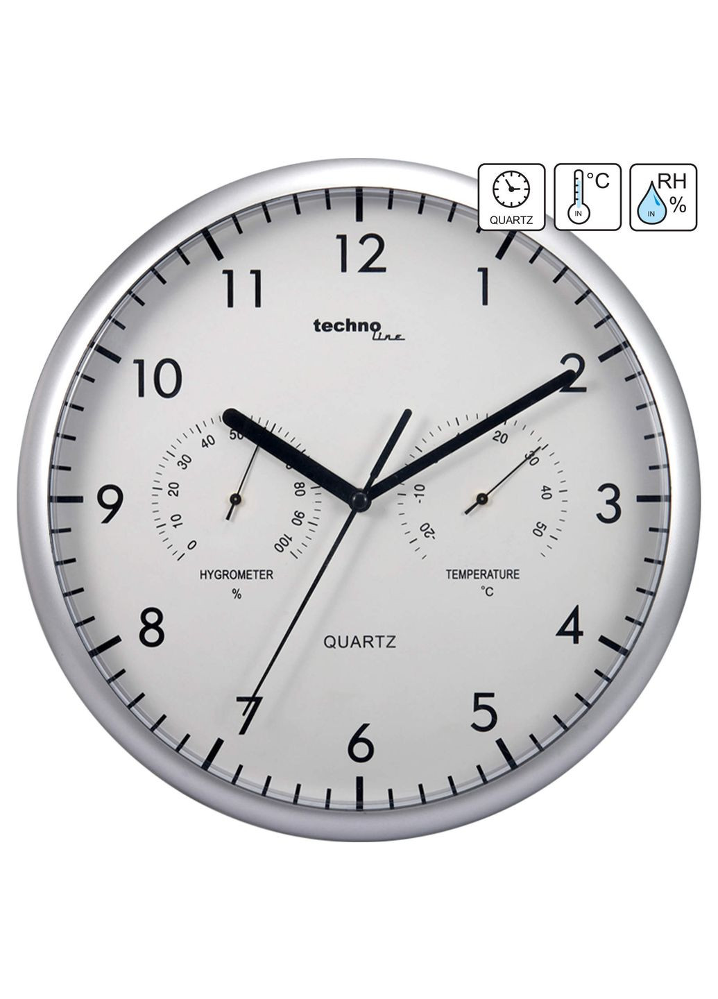 Часы настенные WT650 White, кварцевые, с термометром и гигрометром, белые Technoline (315937314)