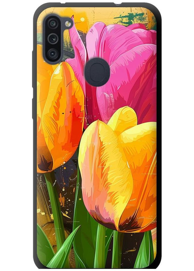 TPU черный чехол 'Нарисованные тюльпаны' для Endorphone Samsung Galaxy A11 A115F (282931403)