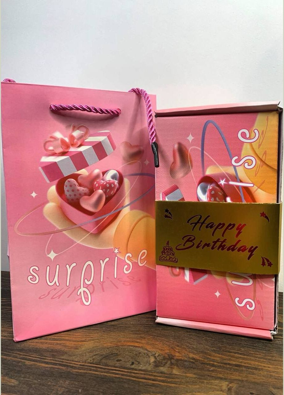 Подарункова коробка з вилітаючими кубиками упаковка 12 шт в пакеті на день народження з стрічкою та напис happy birthday Cindylove (293154500)