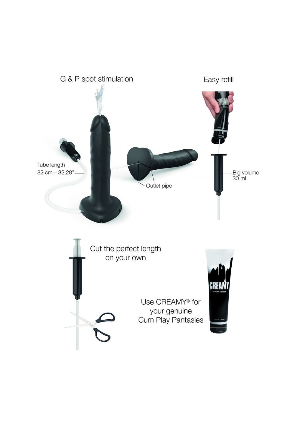 Фаллоимитатор, кончающий SQUIRTING CUM DILDO REALISTIC Black L Strap-On-Me (296627242)