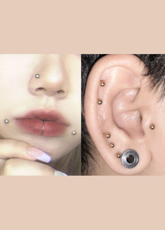 Штанга лабрет серьга для пирсинга губы брови уха носа щеки No Brand (316684062)