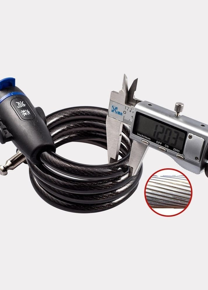 Велосипедний замок тросовий з кріпленням 12 мм x 0.9 м Black (30050515) PT (342122393)
