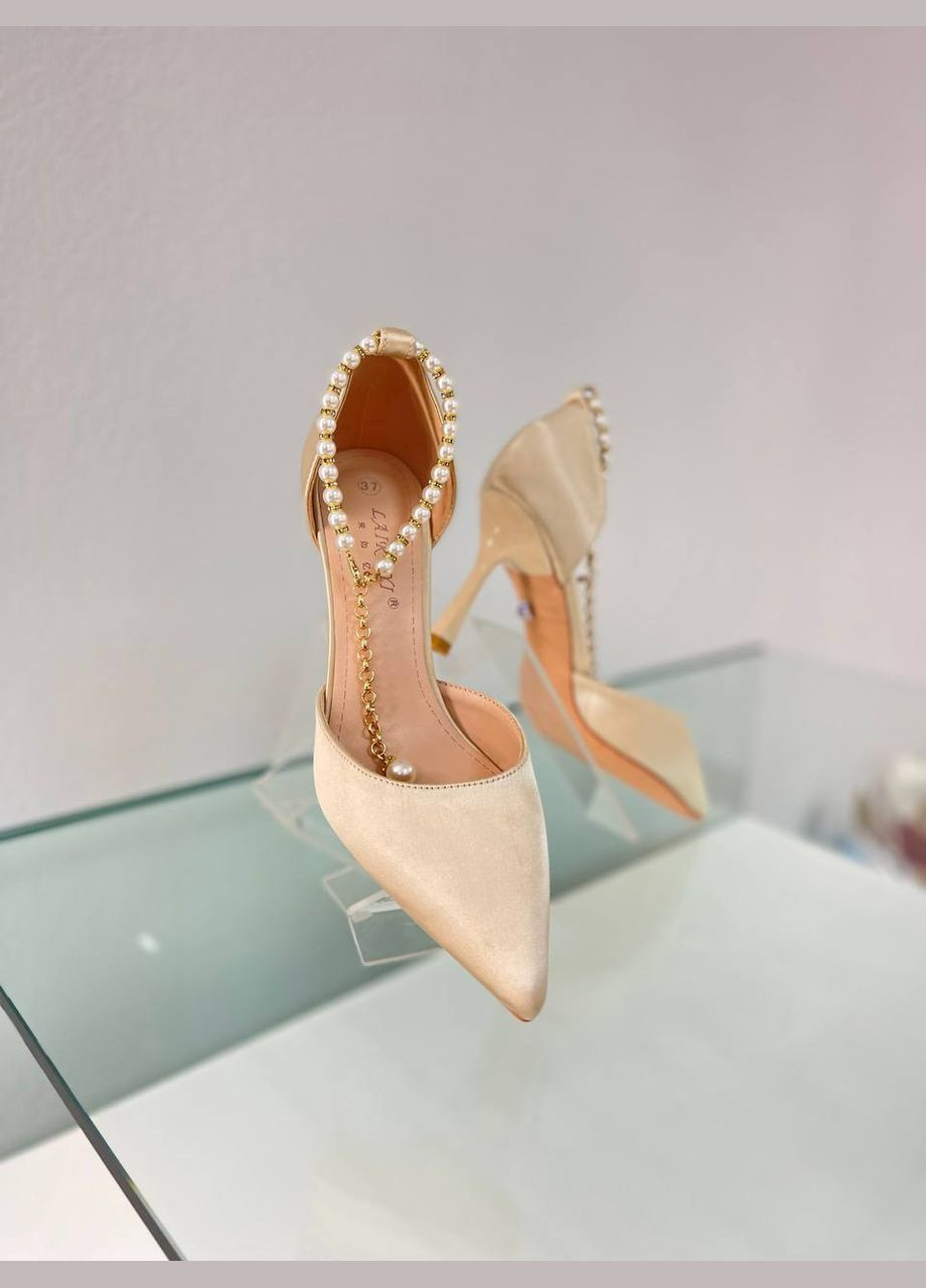 No Brand Весільні туфлі для нареченої з перлами бежевий з текстиль, — літо (300578223)