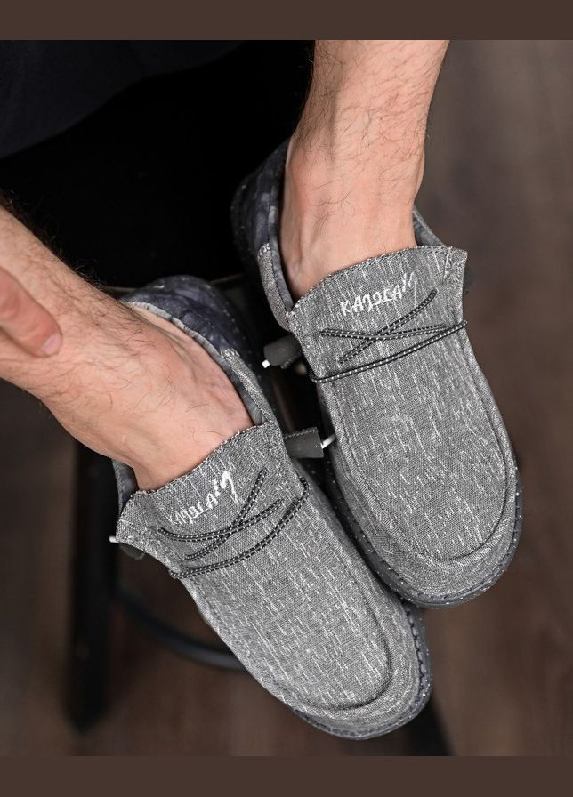 Серые мужские лоферы кордура черные No Brand