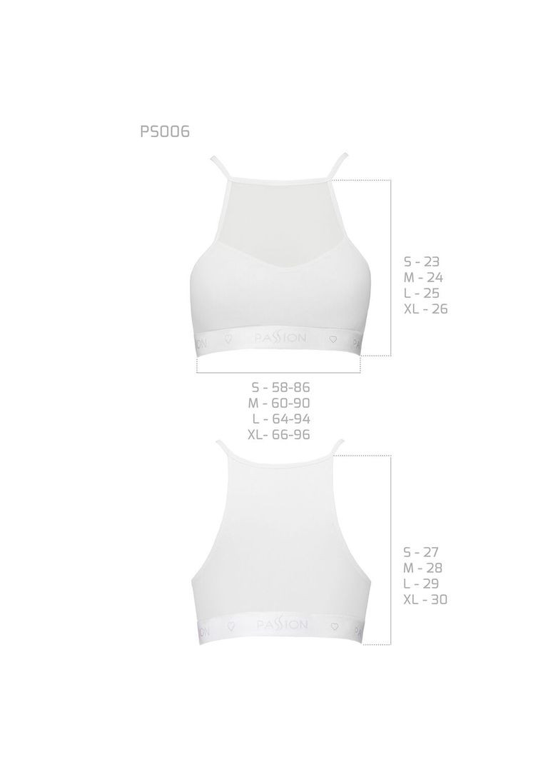 Белый спортивный топ с прозрачной вставкой ps006 top, white - cherrylove Passion