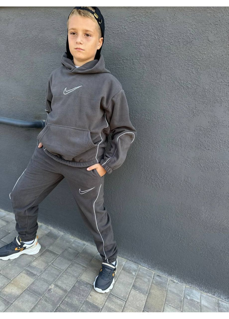 Сірий флісові костюми 🌪️хлопчик🔥 двосторонній щільний фліс No Brand