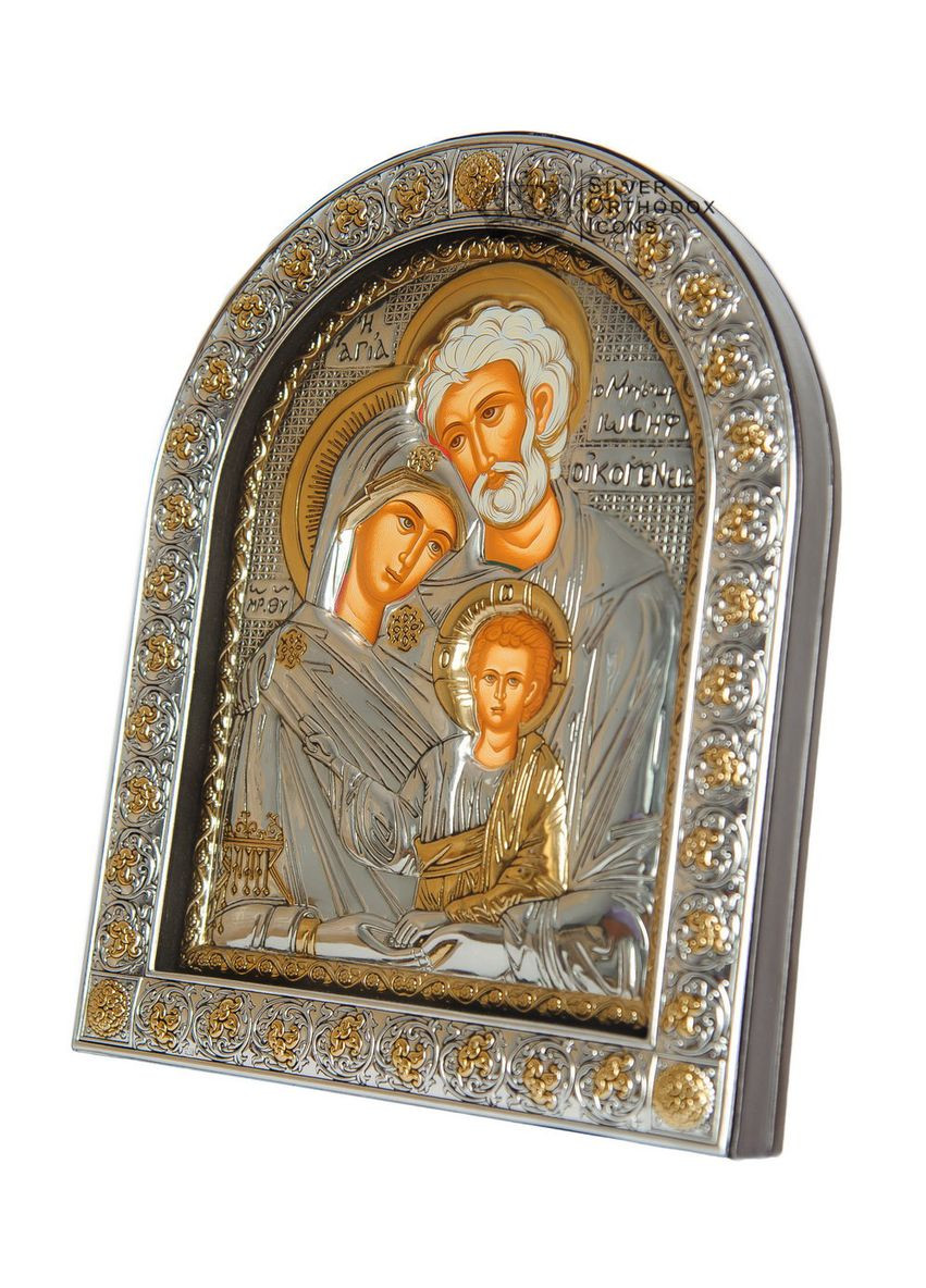 Серебряная Икона Святая Семья 21х26см в арочном киоте под стеклом Silver Axion (266266146)