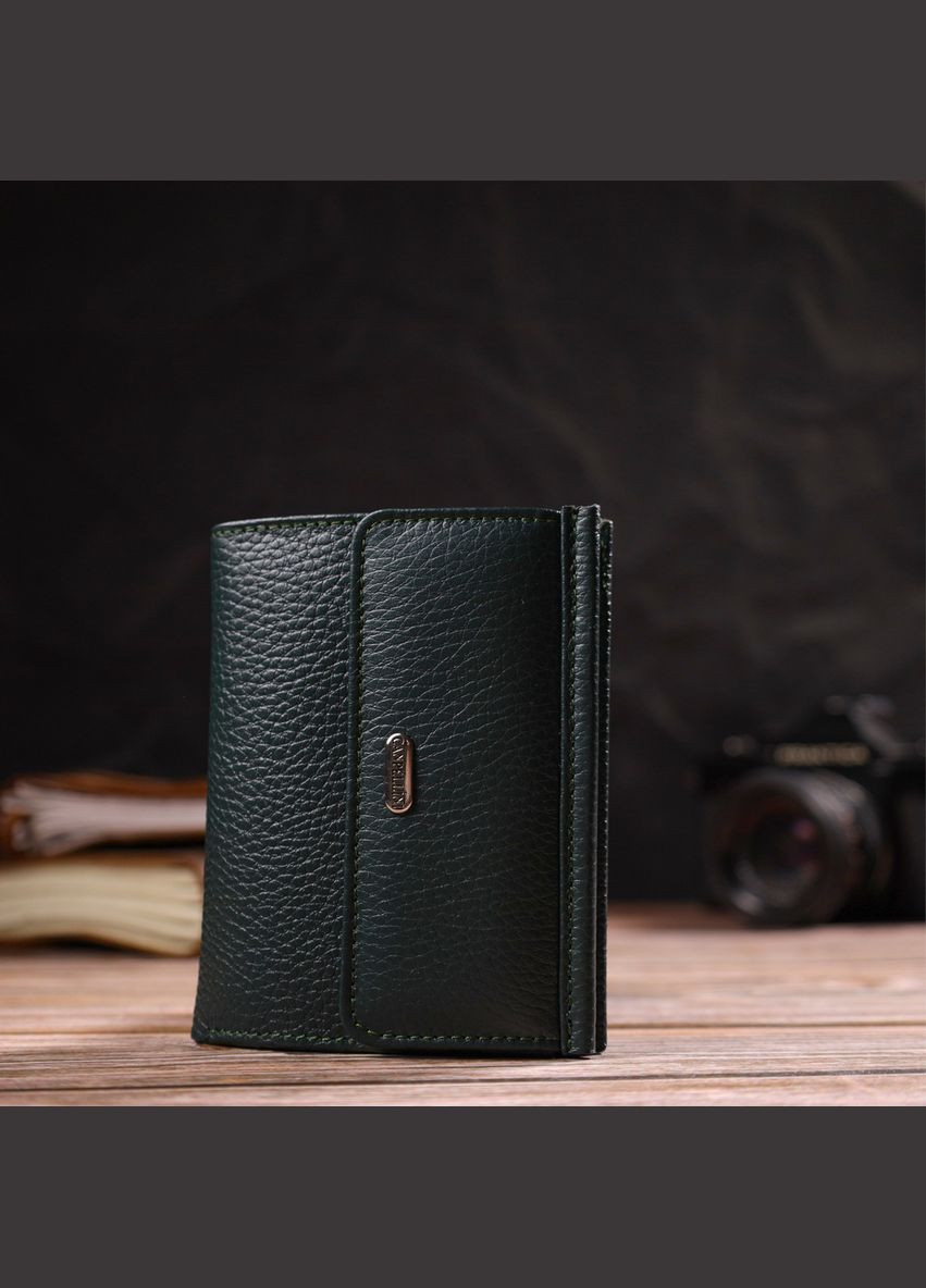 Женский кошелек из натуральной кожи флотар с монетницей 21812 Зеленый Canpellini (306881454)