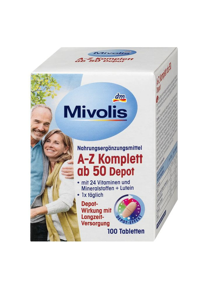 Ежедневные БИОЛОГИЧЕСКИЕ АКТИВНЫЕ ДОБАВКИ, витамины A-Z КОМПЛЕКТ от 50 лет, 100 шт, от DM Mivolis (360654962)