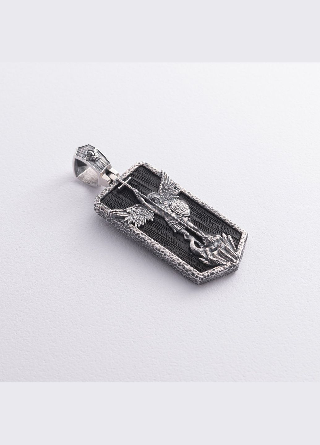 Срібний кулон Архангел Михаїл з ебеновим деревом 1265 Oniks (296565749)