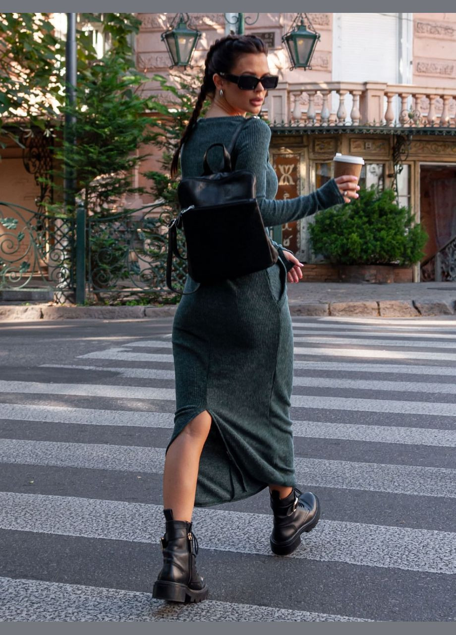 Зеленое повседневный платья силуэтная ISSA PLUS меланжевое